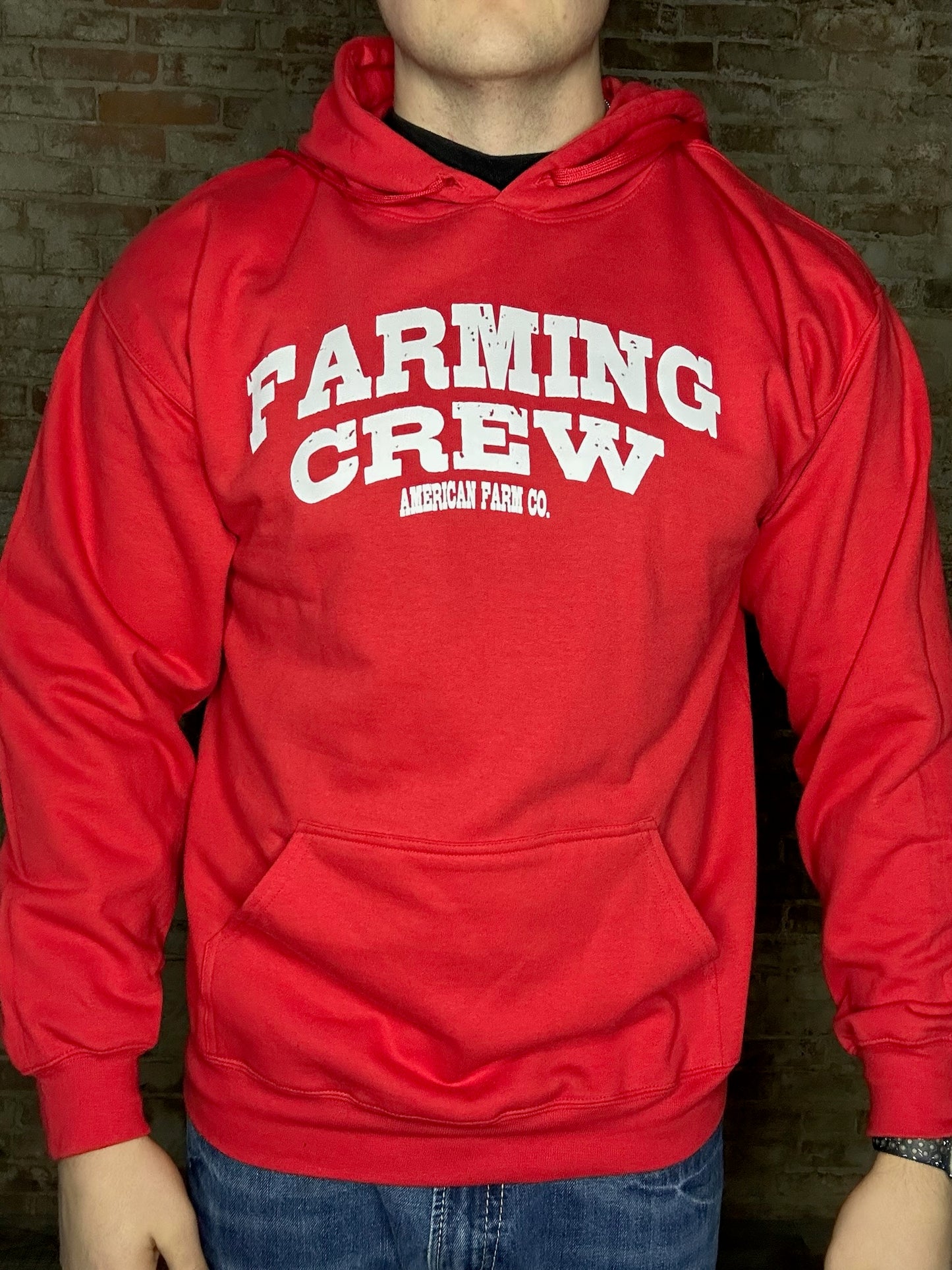 Farming Crew Graphic Hoodie ~ Red