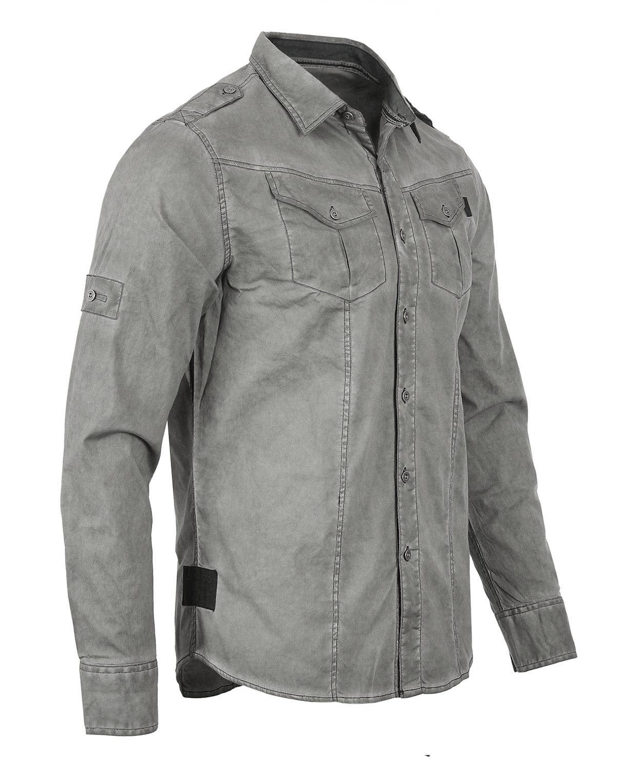 Charcoal Gray Vintage Wash Rugged Button Up Shirt