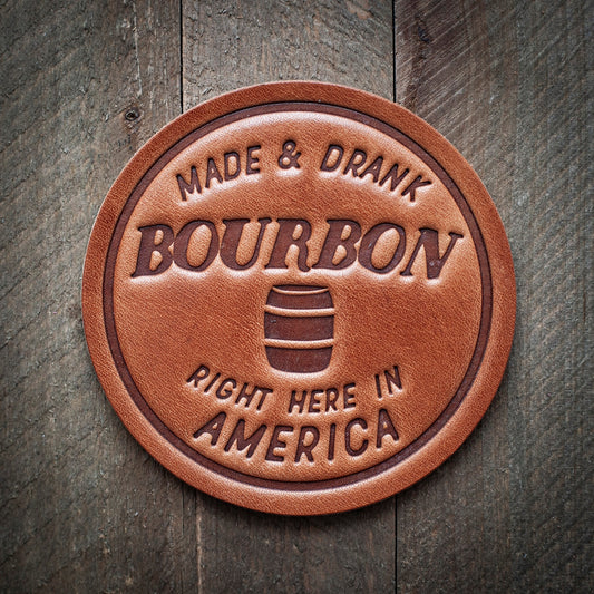 Leather Coaster - Bourbon Made Here