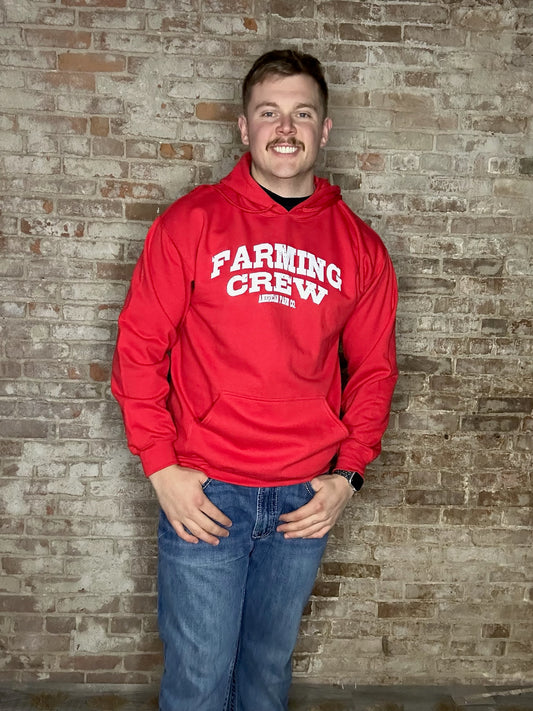 Farming Crew Graphic Hoodie ~ Red