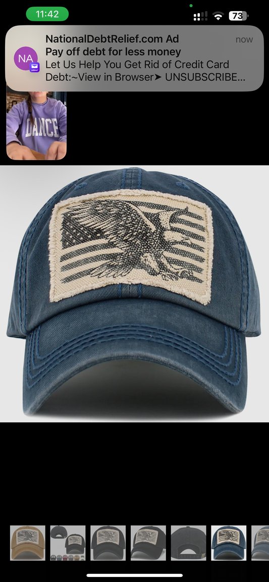 Eagle Flag Vintage Cap ~ Blue