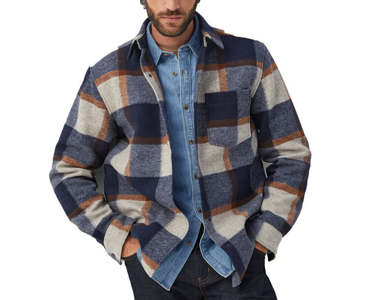 Silver Brand Men's Plaid Shirt Jacket With Patch Pocket