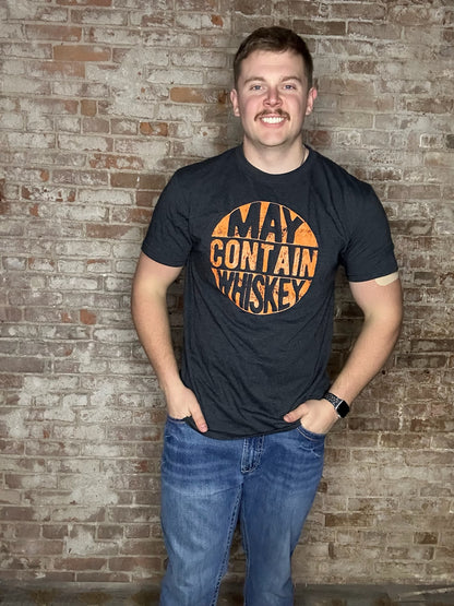 "May Contain Whiskey" Men's T-shirt drinking Graphic Tee - Black