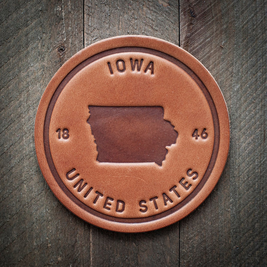 Leather Coaster - Iowa