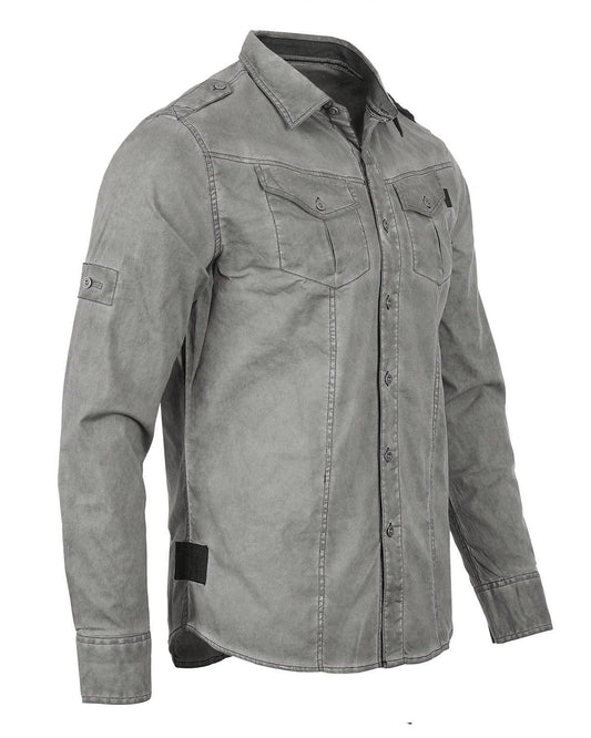 Charcoal Gray Vintage Wash Rugged Button Up Shirt