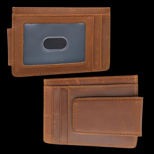 Money Clip Leather Wallet - Brown